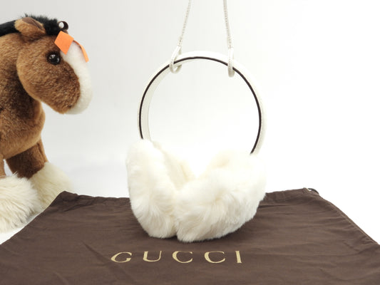 グッチ イヤーマフ シマ ラビット白 耳当て 未使用品@ 29