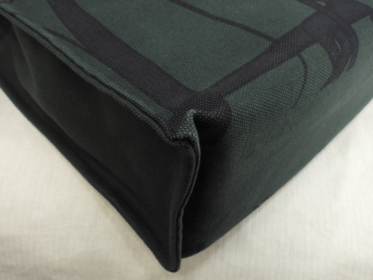 エルメス エトリヴィエール スティープル 緑コットンデニム焦茶革 ショルダーバッグ@□Q 2