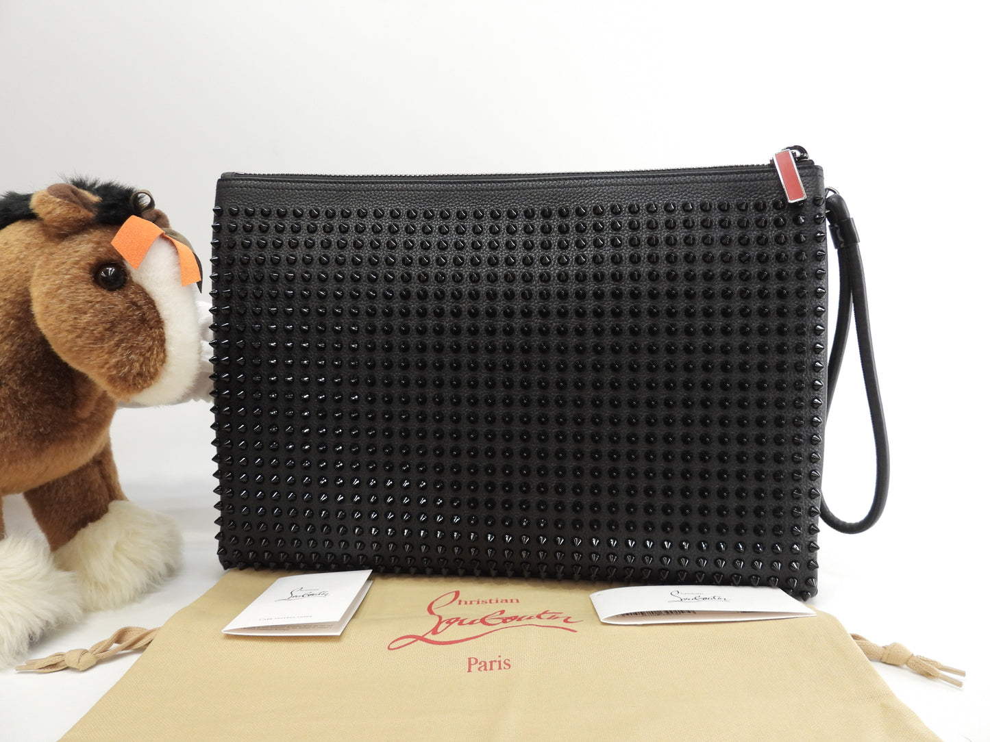 クリスチャンルブタン クラッチバッグ Kaloupouch レザー黒 スタッズ 
