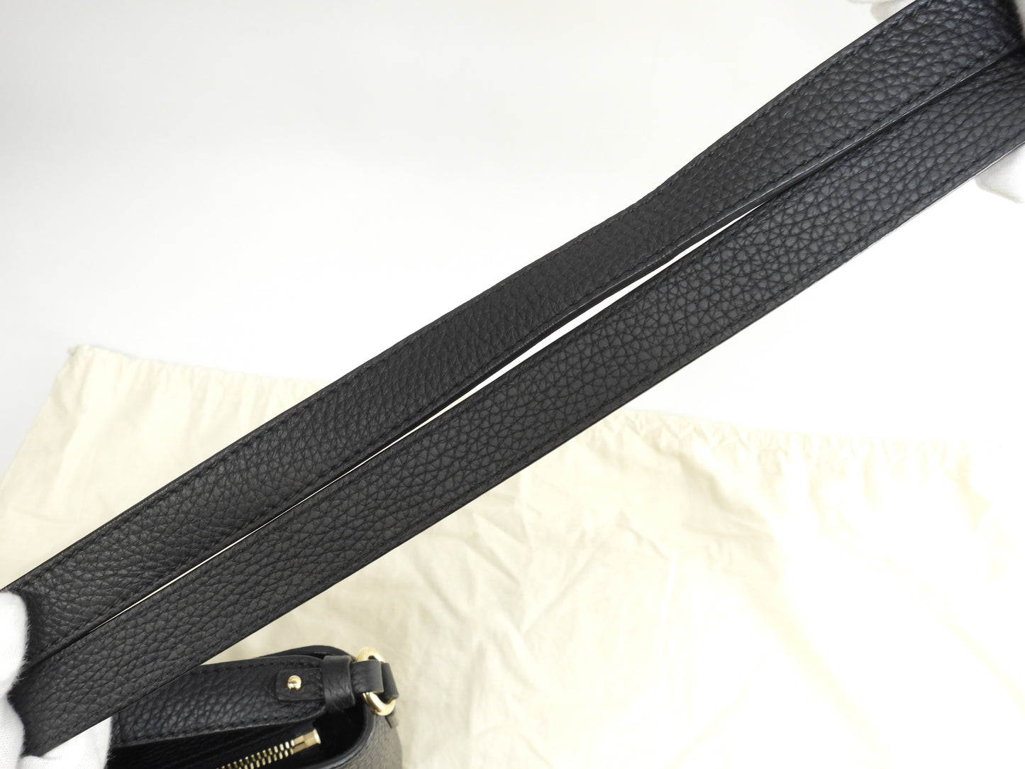 サルヴァトーレフェラガモ s付ハンドバッグ ガンチーニ トゴレザー黒 ポシェット 極美品@GG-21G715