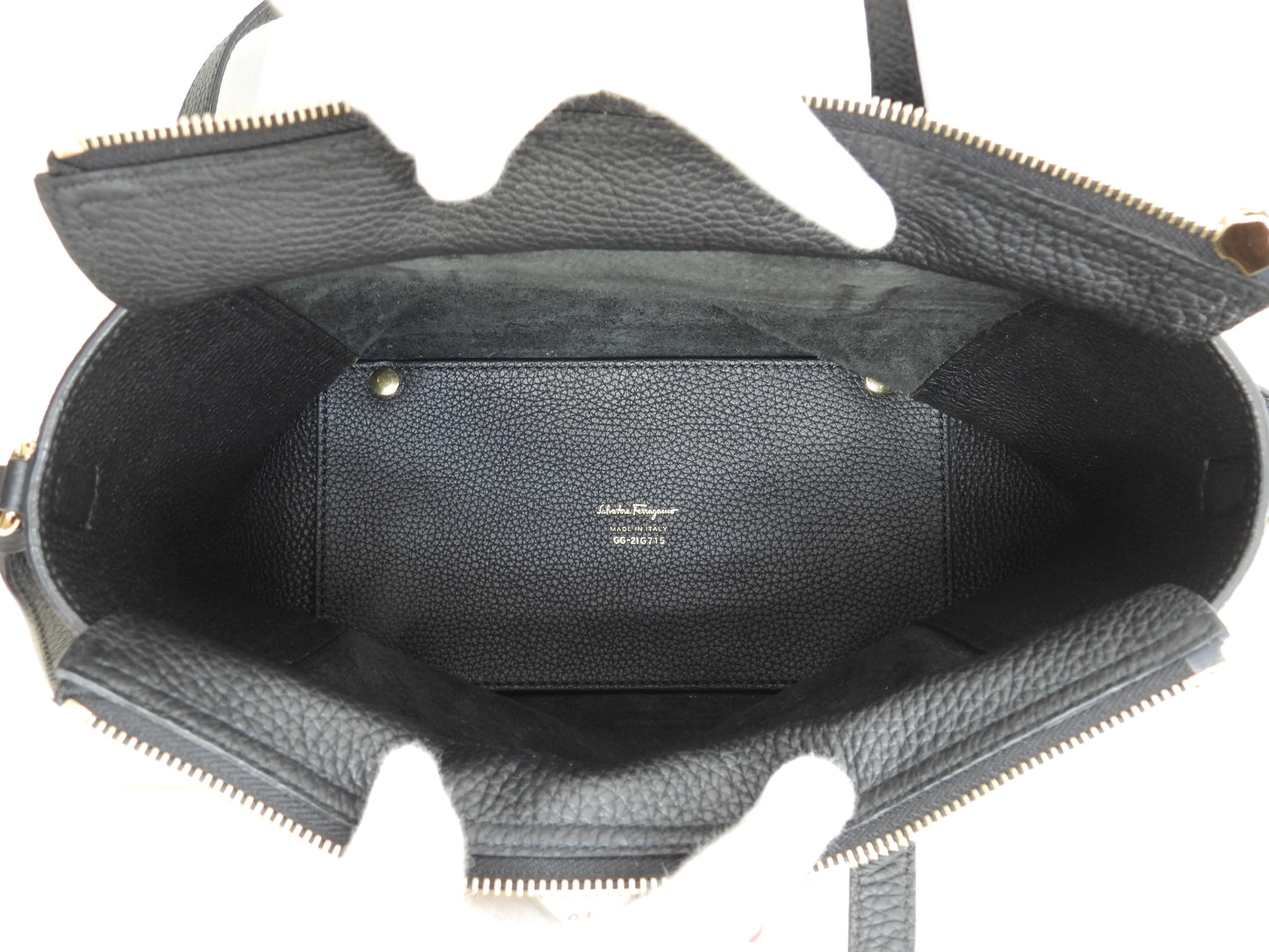 サルヴァトーレフェラガモ s付ハンドバッグ ガンチーニ トゴレザー黒 ポシェット 極美品@GG-21G715
