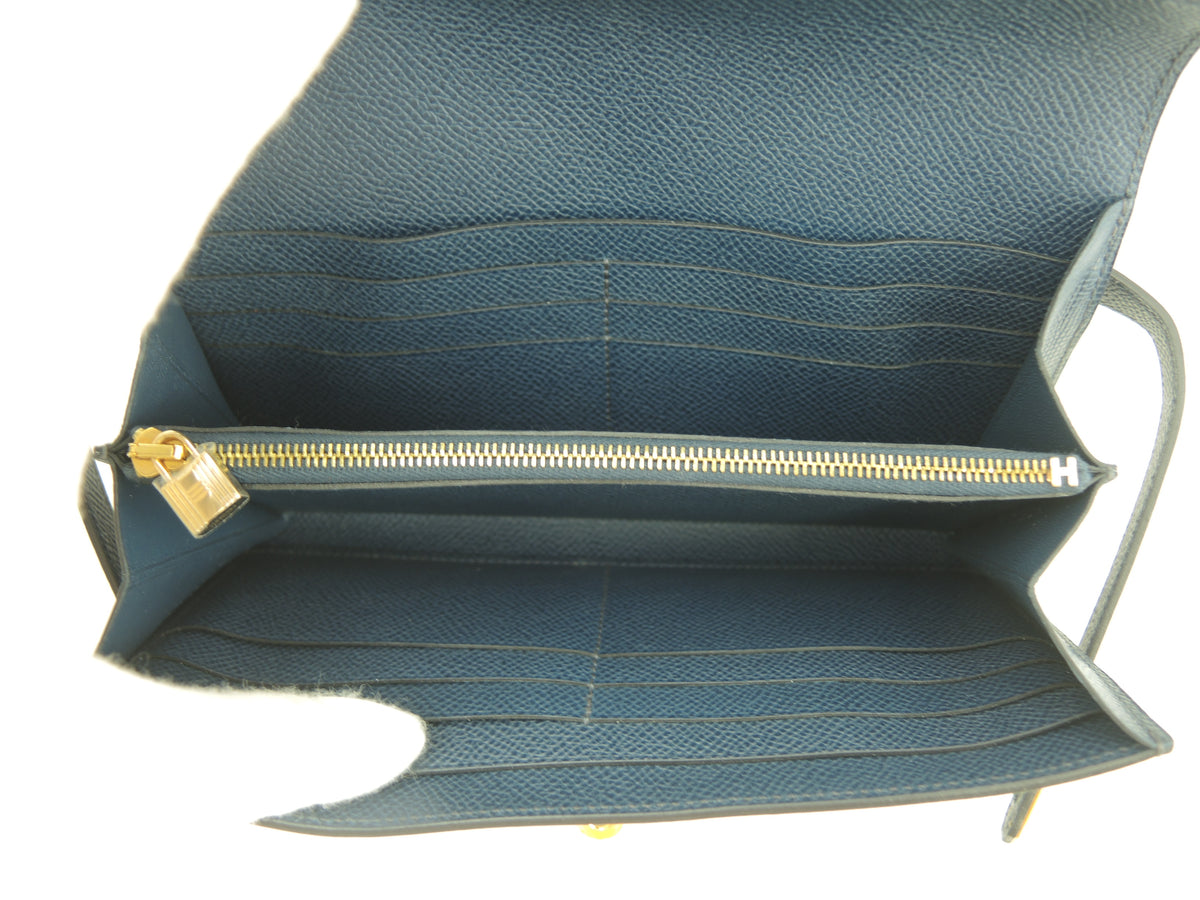 エルメス ケリーロングウォレット エプソン紺 ゴールド金具 長財布 未使用@□R