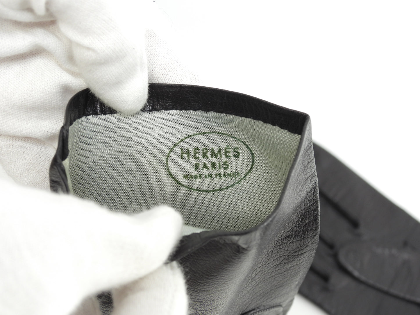 エルメス グローブ ラムスキンレザー 黒 レディース 手袋 ガンツ 薄手 美品@ 1