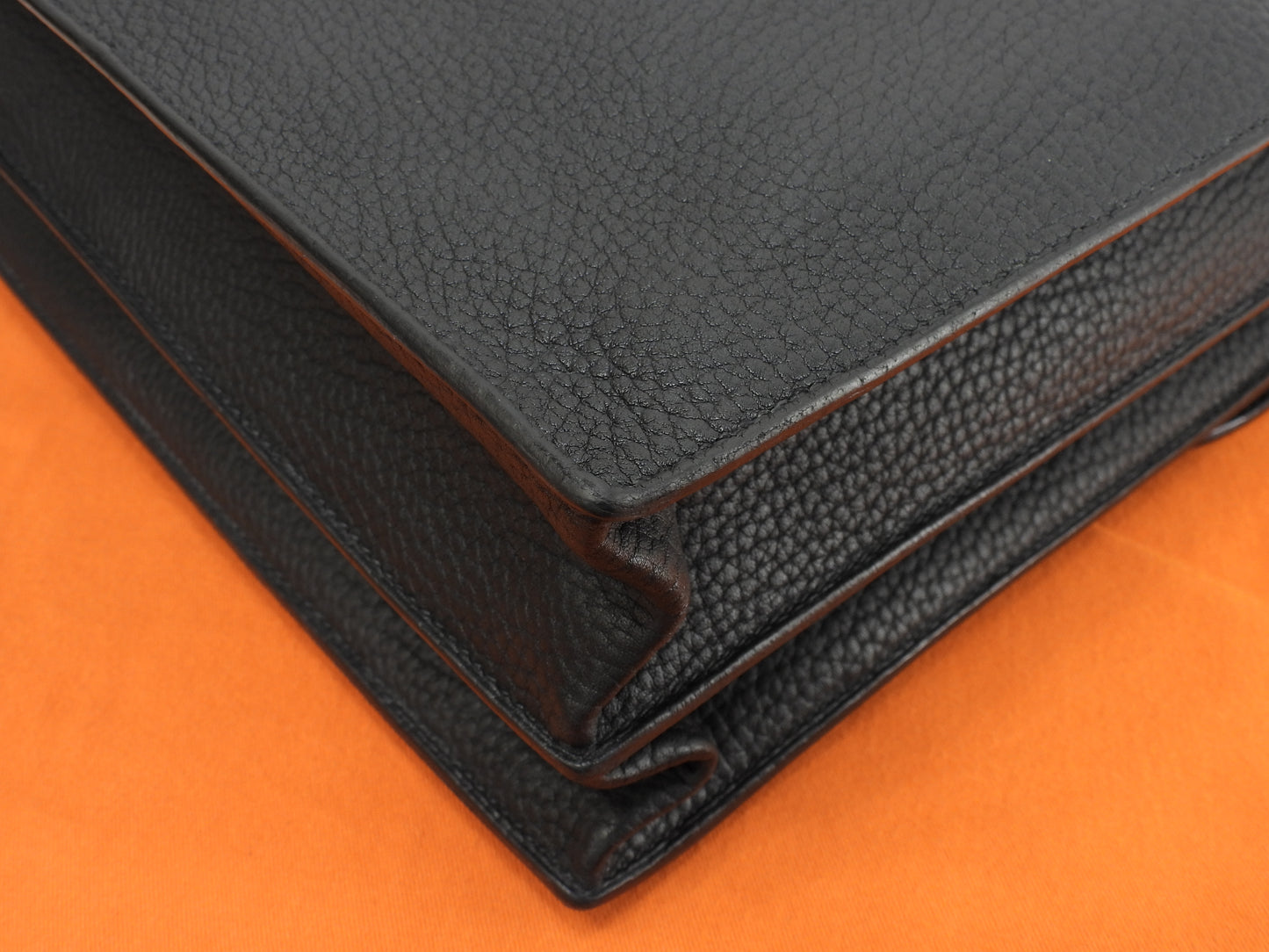 エルメス サックアデペッシュ38 フィヨルドレザー黒 シルバー金具 書類かばん 美品@ 2