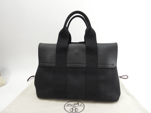 エルメス ヴァルパライソPM コットン/レザー 黒 トートバッグ