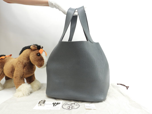 エルメス ピコタンロックGM トリヨンクレマンス ブルーオランジュ ハンドバッグ トートバッグ 美品@T 4