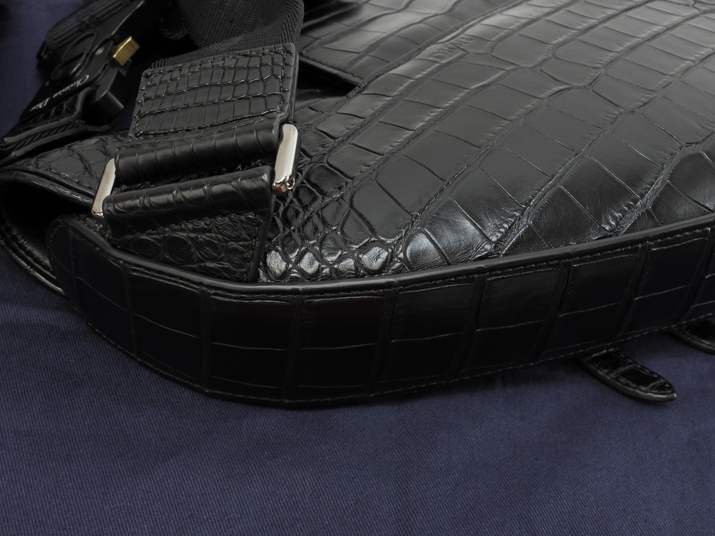 Christian Dior Crossbody Bag Saddle Bag Crocodile Leather Black Like New @ 2