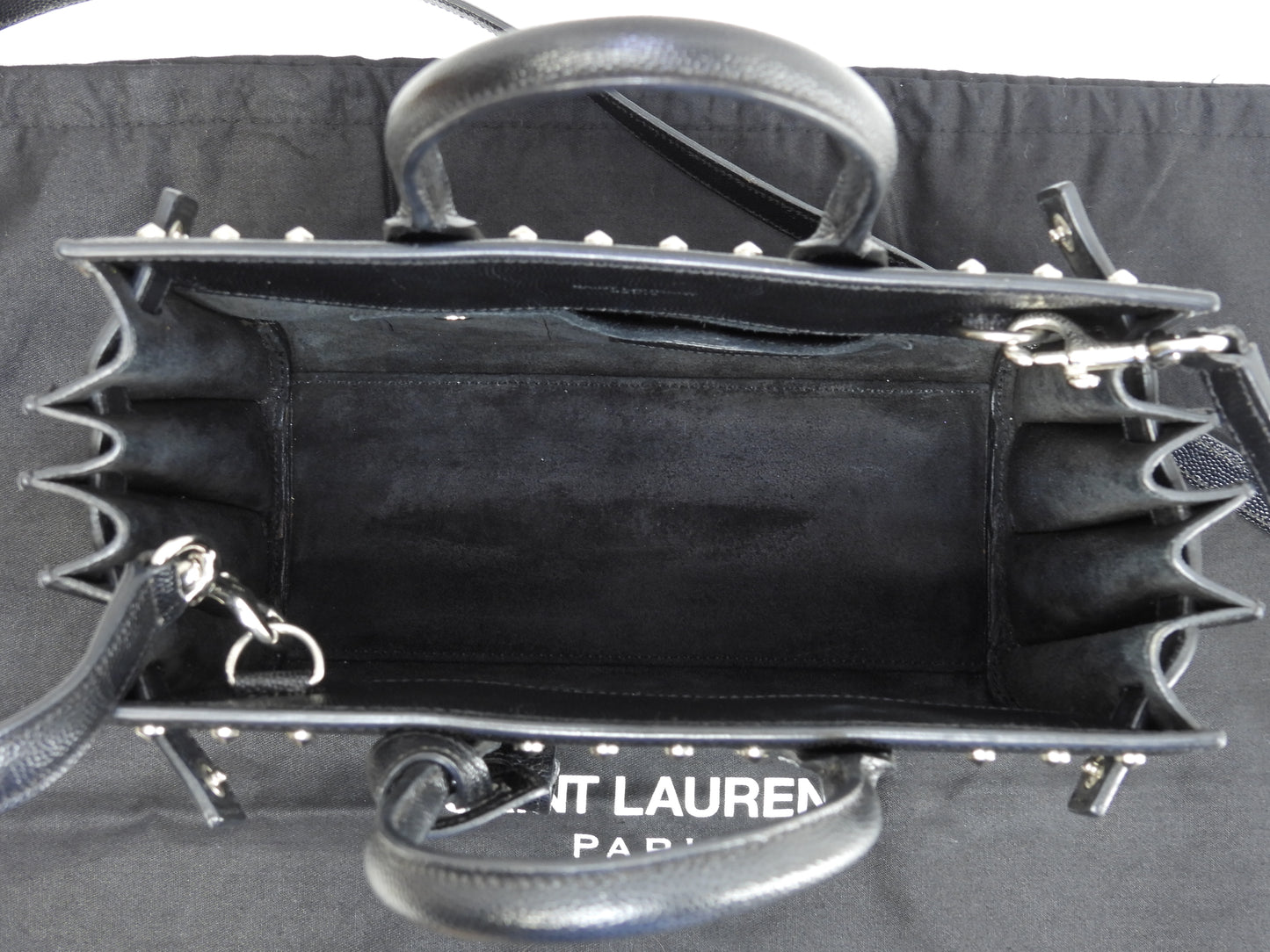 サンローラン サックドジュールナノ スタッズ レザー黒 ミニハンドバッグ ポシェット YSL 美品@ 73