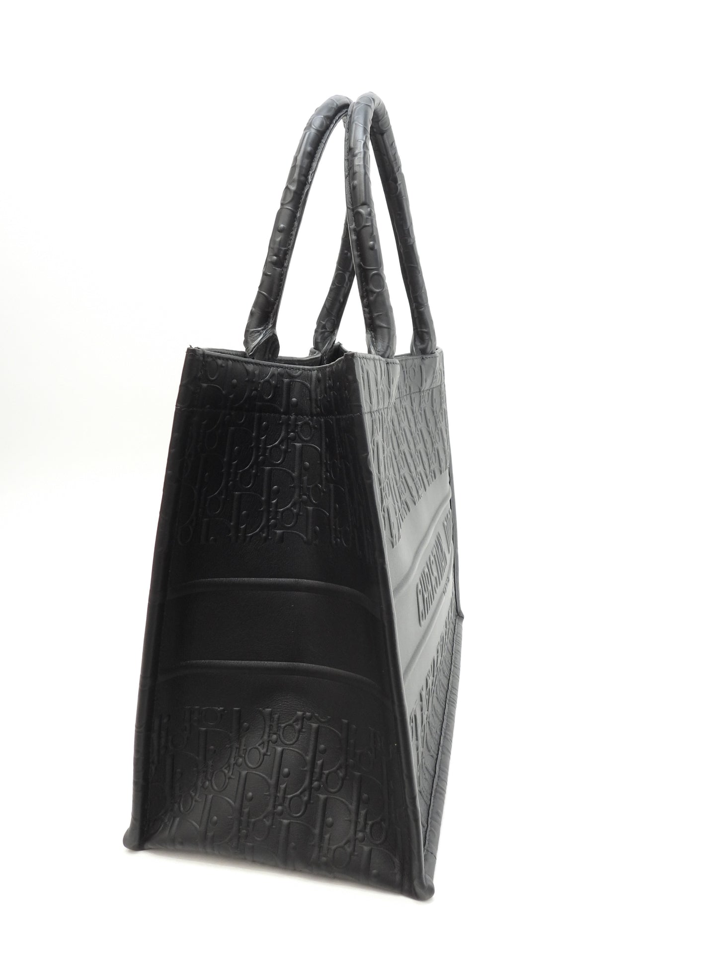 クリスチャンディオール ブックトート ミディアム レザー黒 ハンドバッグ トロッター@62-MA-0233