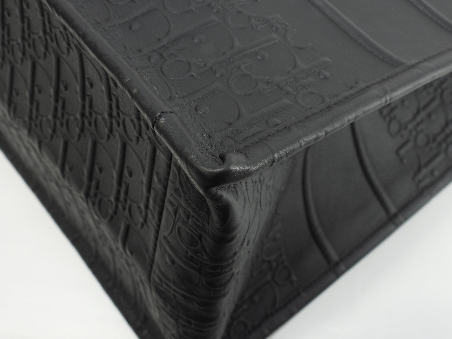 クリスチャンディオール ブックトート ミディアム レザー黒 ハンドバッグ トロッター@62-MA-0233