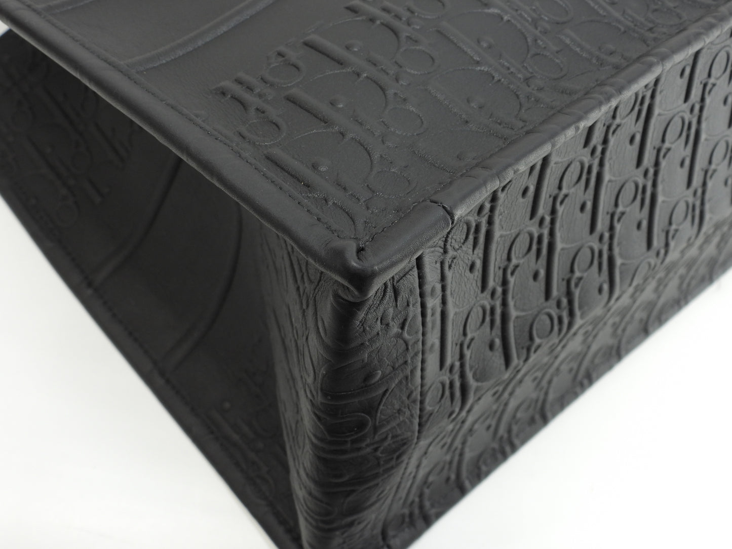 クリスチャンディオール ブックトート ミディアム レザー黒 ハンドバッグ トロッター@62-MA-0233