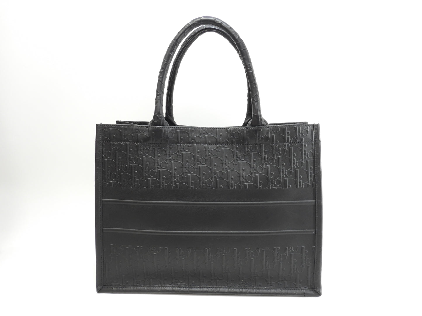 クリスチャンディオール ブックトート ミディアム レザー黒 ハンドバッグ トロッター@62-MA-0233