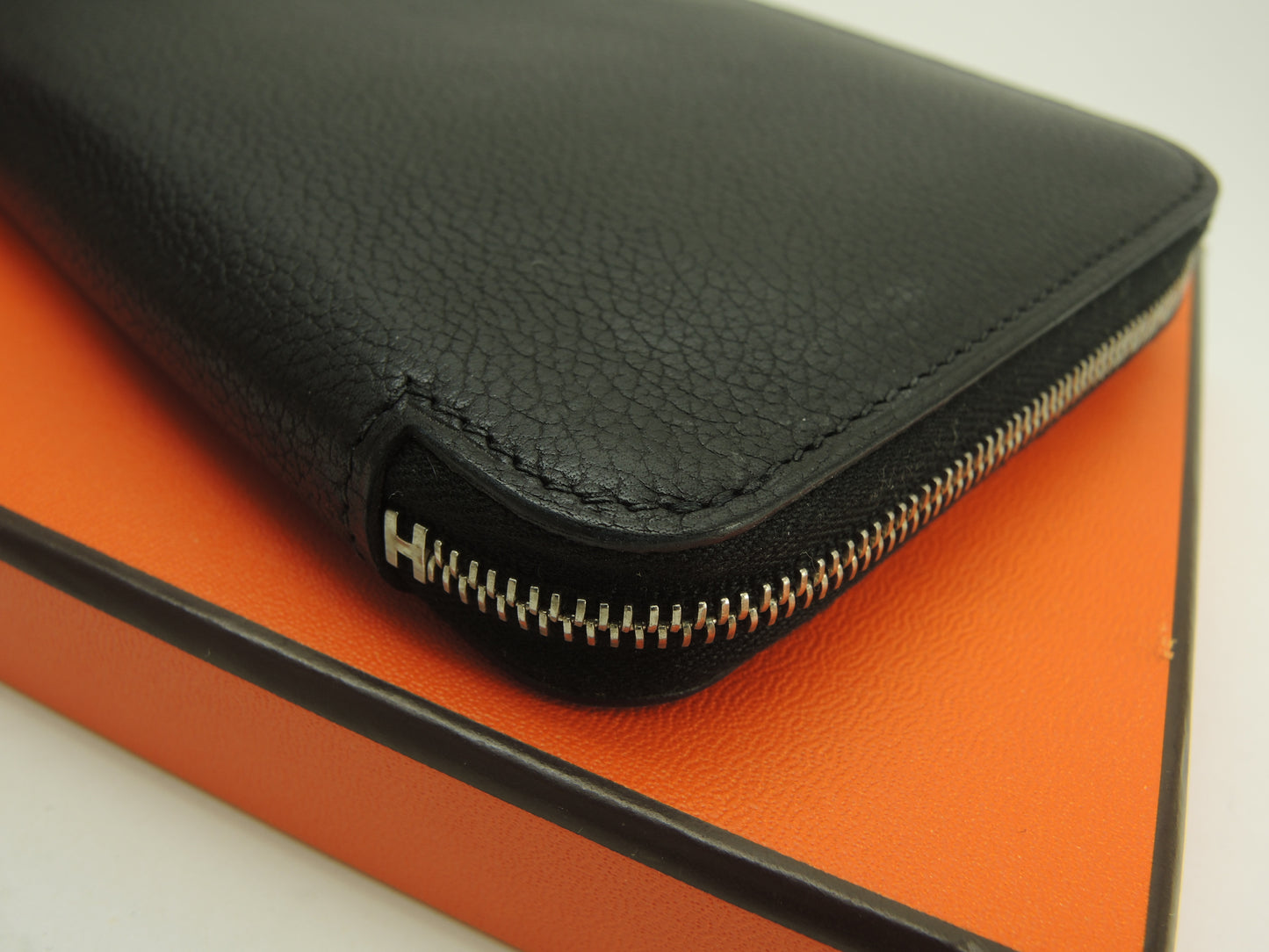 エルメス アザップロングクラシック フルレザー 黒 ラウンドジップ長財布 ロングウォレット@□L
