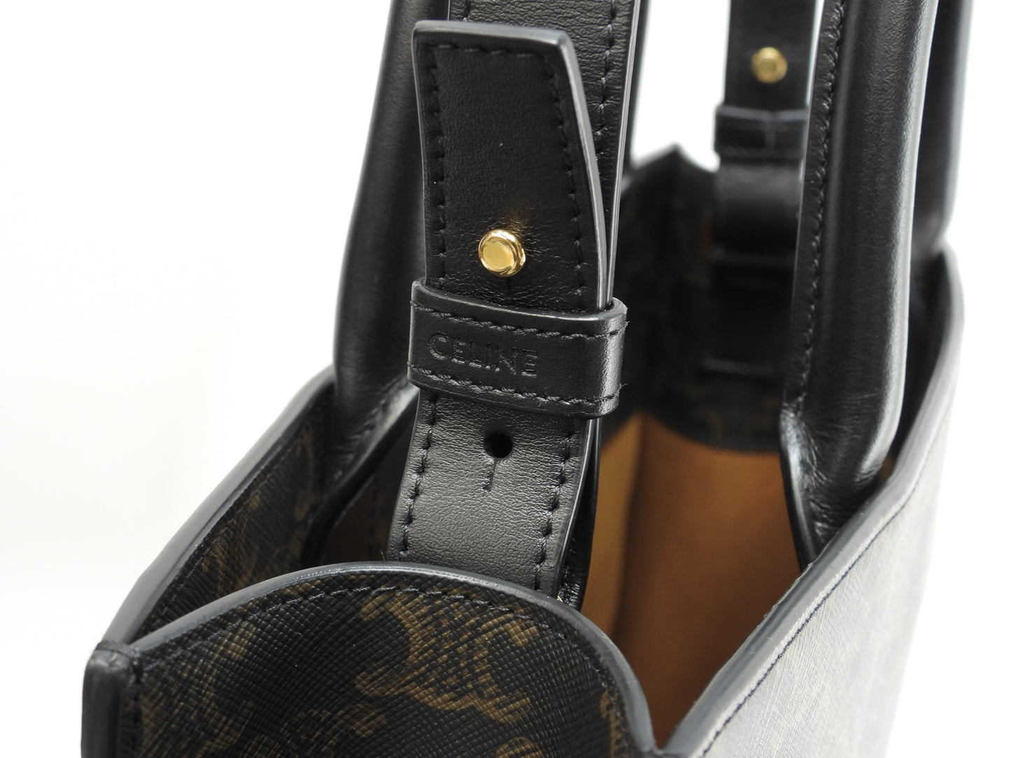 セリーヌ ミディアムバーティカルカバ トリオンフ 黒黒 s付ハンドバッグ トートバッグ 美品@W-SL-2282