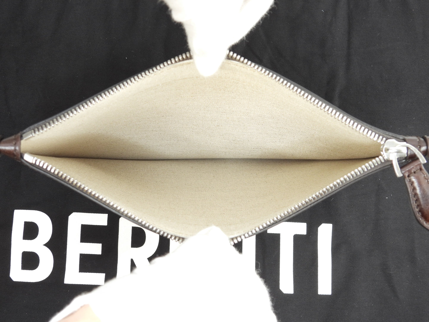 ベルルッティ トートバッグXL プリントファブリック コットン革茶 メンズショルダー特大@G0224