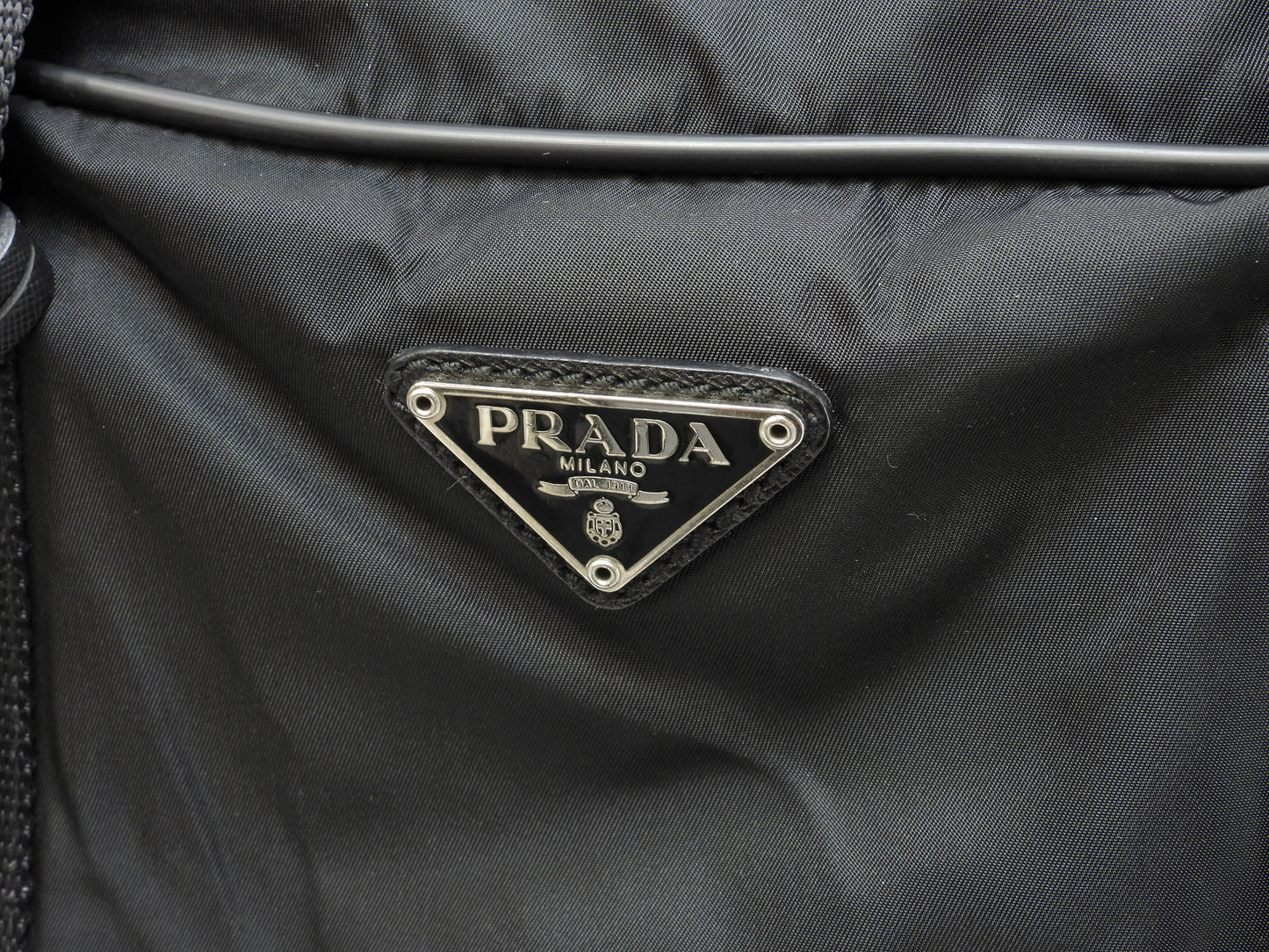 プラダ s付ボストンバッグ大 三角プレート ナイロン革黒 トラベル 旅行用ハンドバッグ@7