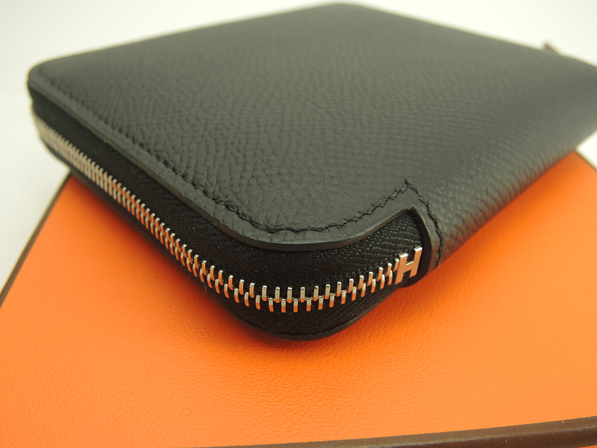 エルメス アザップコンパクトシルクイン ヴォーエプソン 黒 スモールウォレット 財布 新品@G