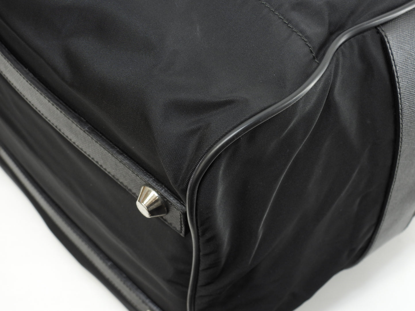 プラダ s付ボストンバッグ大 三角プレート ナイロン革黒 トラベル 旅行用ハンドバッグ@7