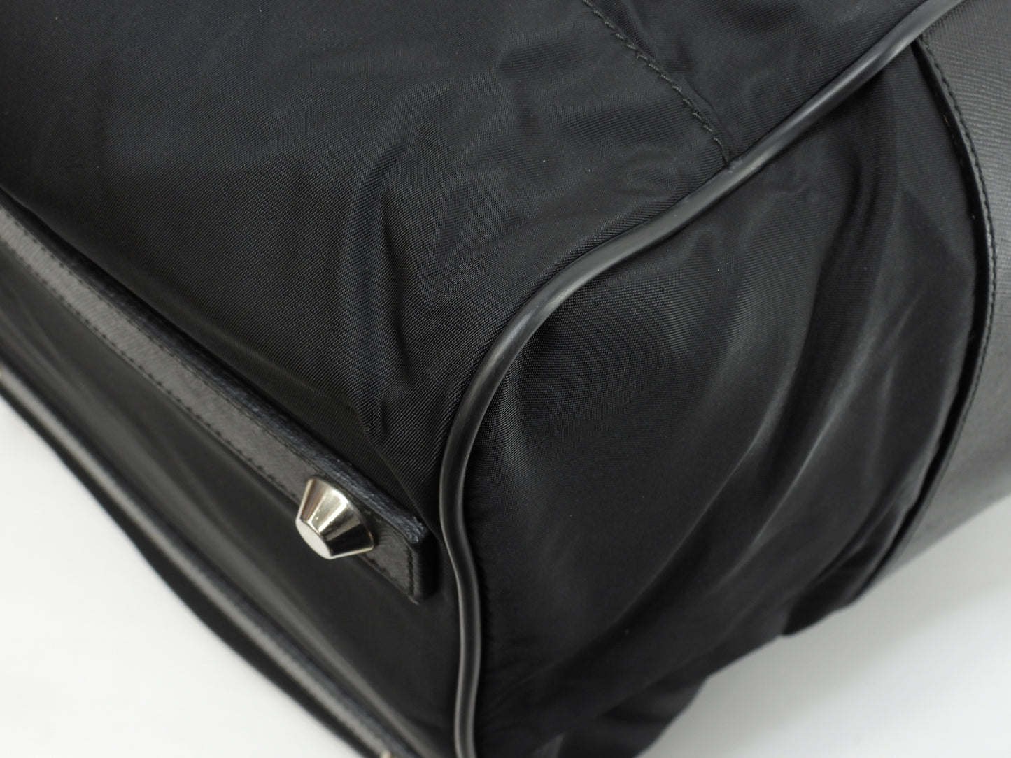 プラダ s付ボストンバッグ大 三角プレート ナイロン革黒 トラベル 旅行用ハンドバッグ@7