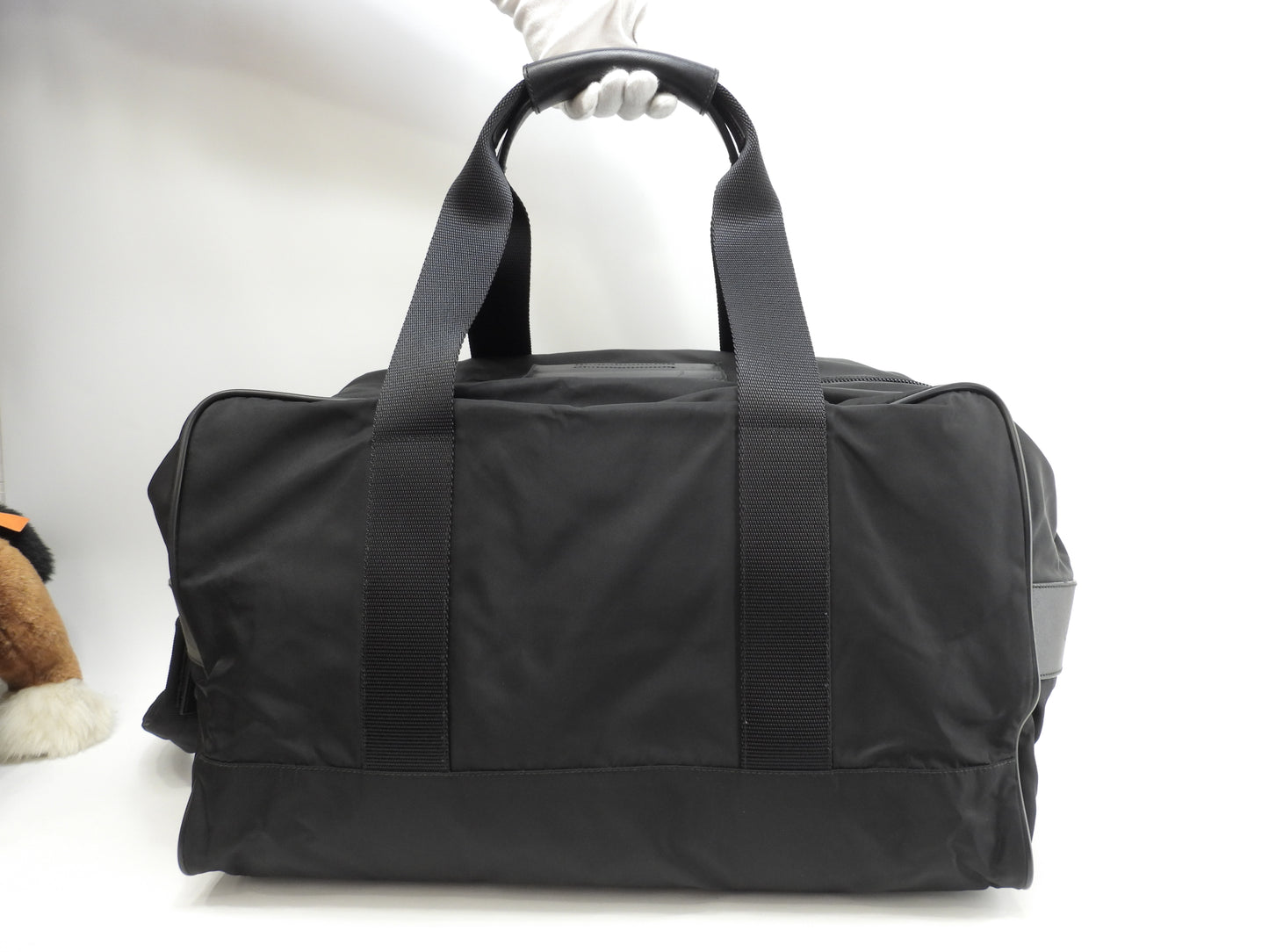 プラダ s付ボストンバッグ大 三角プレート ナイロン革黒 トラベル 旅行用ハンドバッグ@7