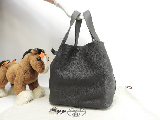エルメス ピコタンロックGM タッチ/トリヨン/スイフト エタン/グラファイト ハンドバッグ 極美品@□R