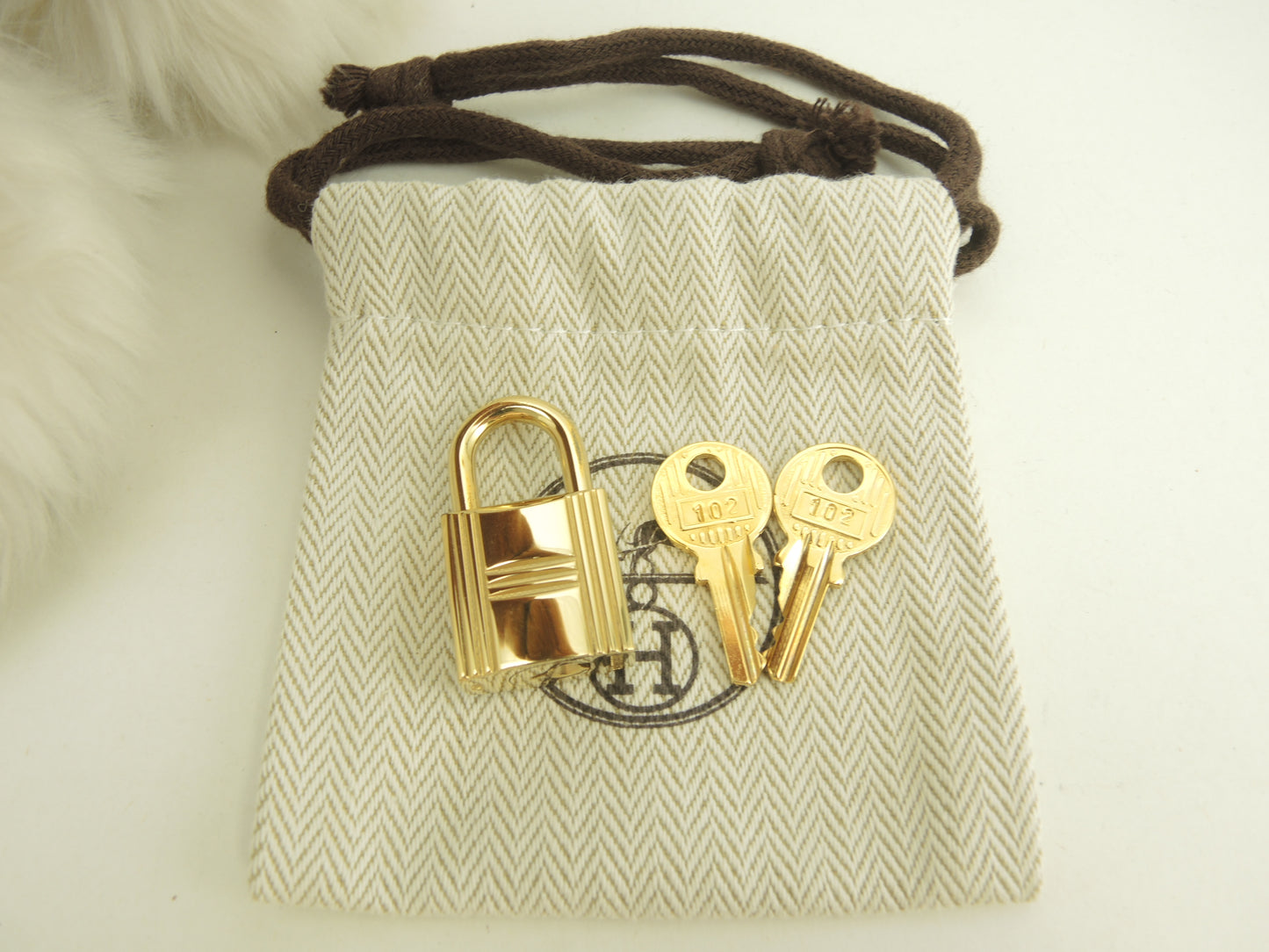 エルメス 南京錠 鍵2個 ゴールド パドロック キー 102 バッグチャーム 極美品@ 212