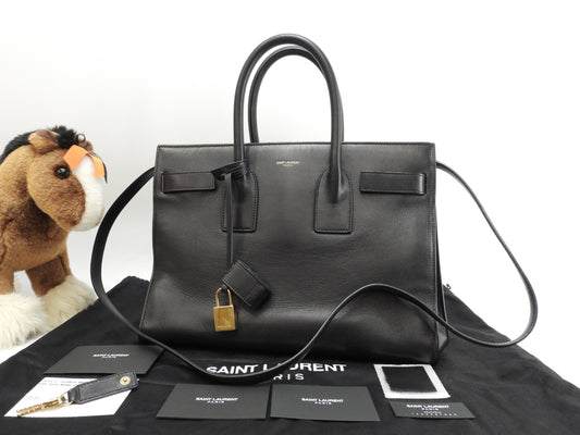 サンローラン サックドジュール スムースレザー 黒 トートバッグ ハンドバッグ YSL@VLR324823-1013