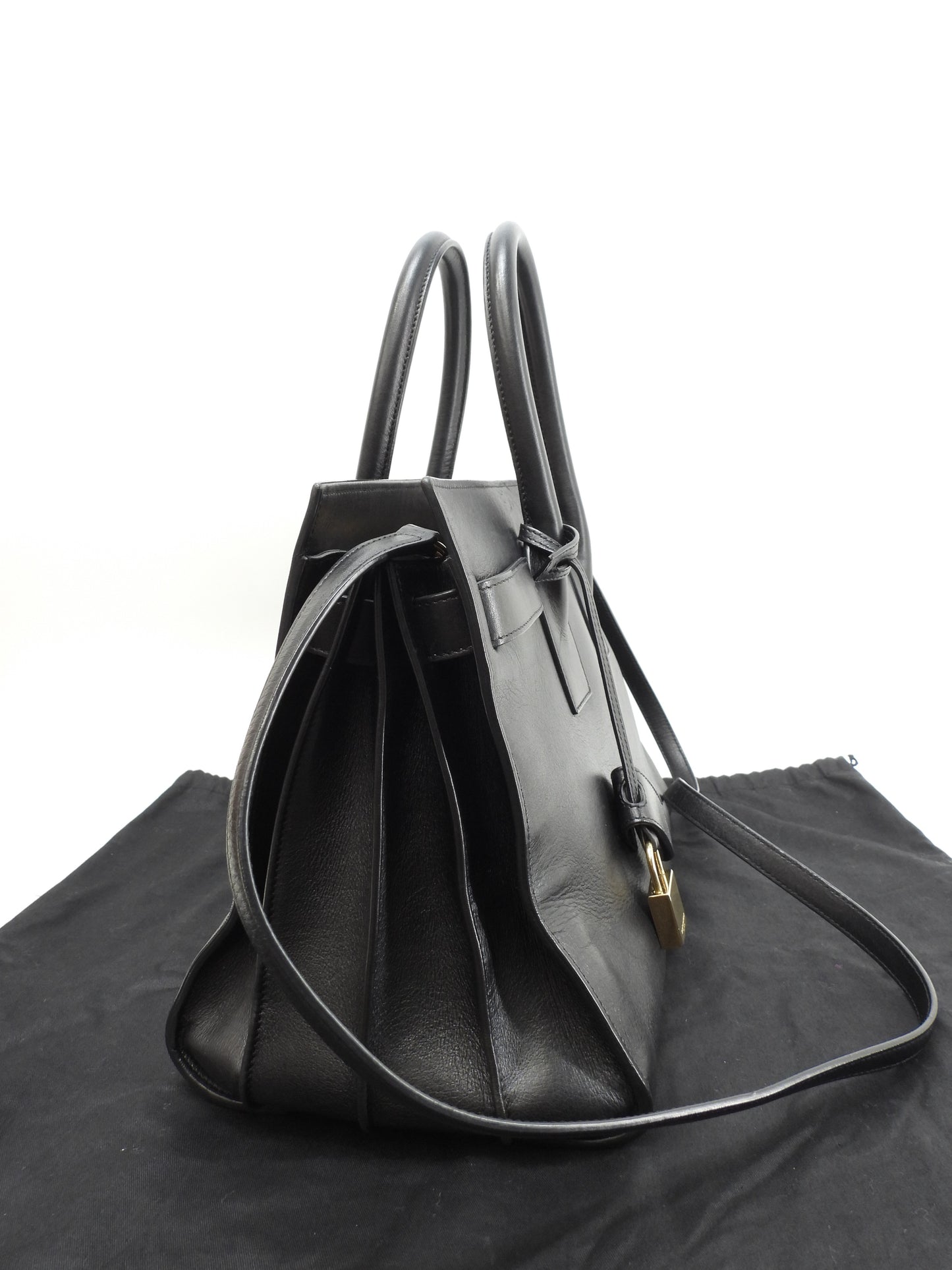 サンローラン サックドジュール スムースレザー 黒 トートバッグ ハンドバッグ YSL@VLR324823-1013