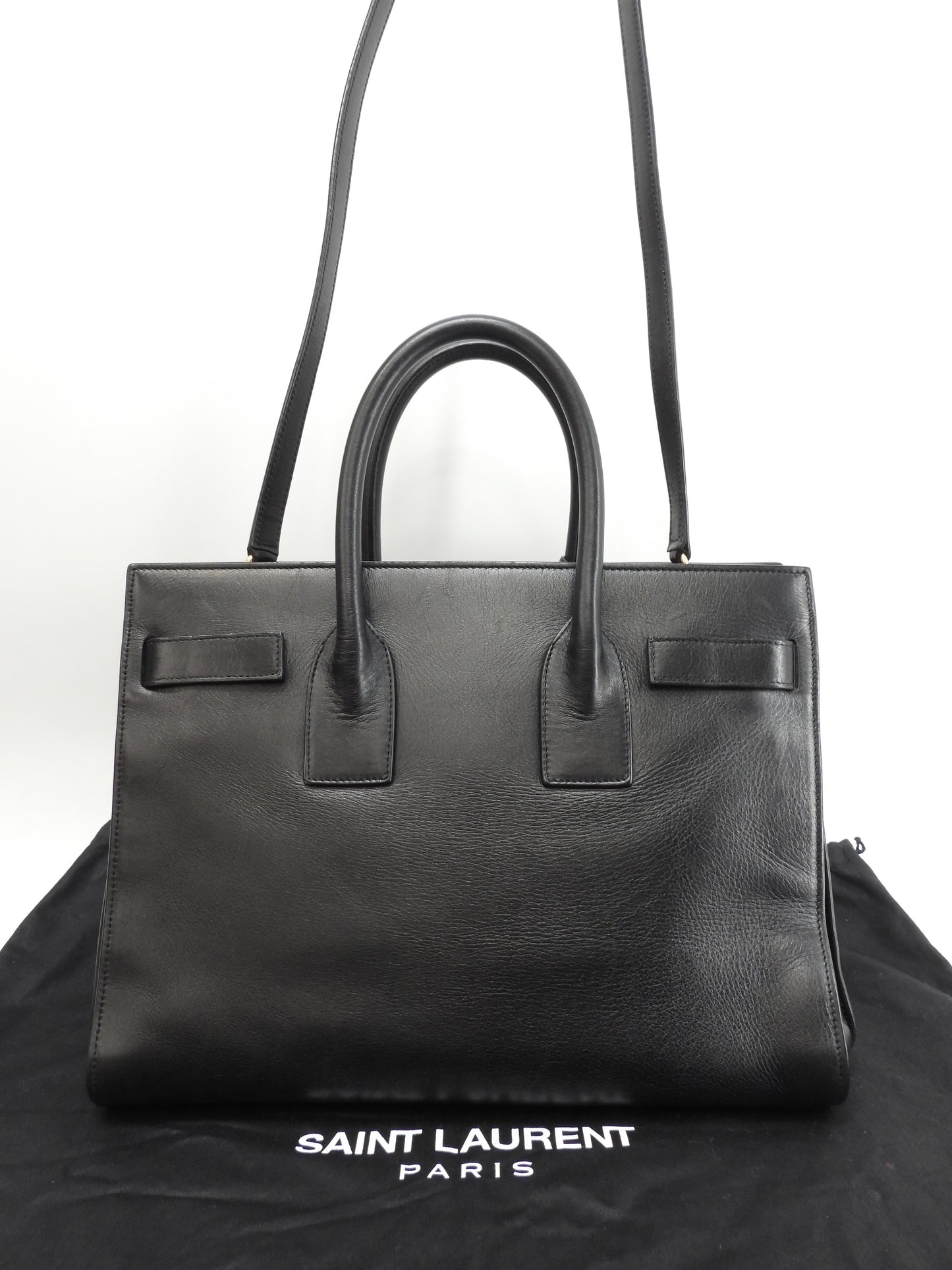 サンローラン サックドジュール スムースレザー 黒 トートバッグ ハンドバッグ YSL@VLR324823-1013
