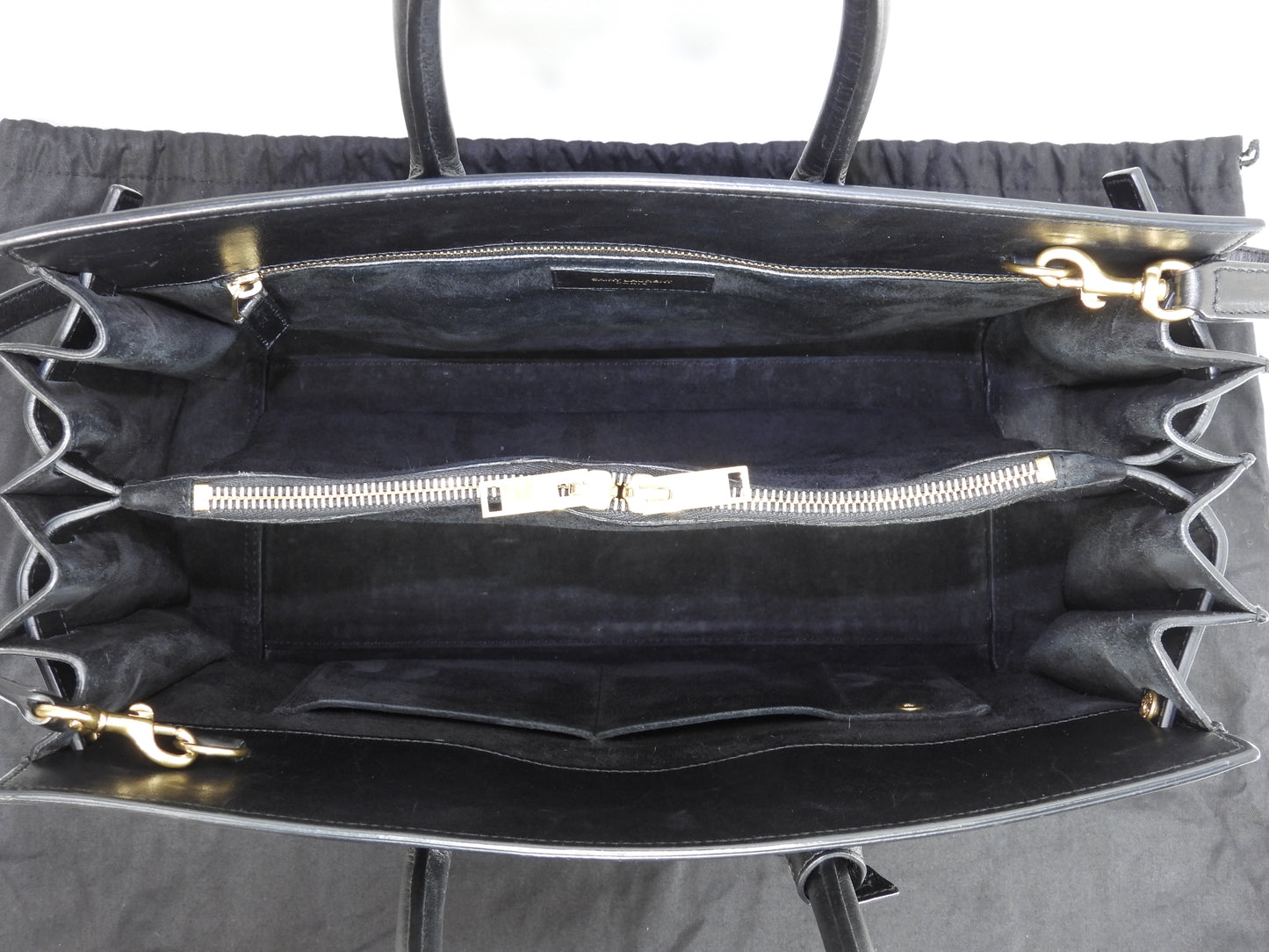 サンローラン サックドジュール スムースレザー 黒 トートバッグ ハンドバッグ YSL@VLR324823-1013