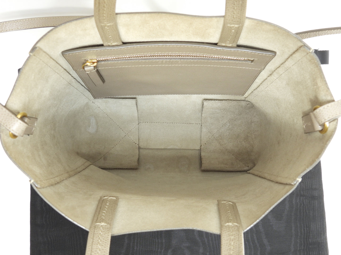 セリーヌ カバスモール ヴェルティカル レザー灰 ショルダーストラップ付ハンドバッグ ポシェット@F-CU-1118