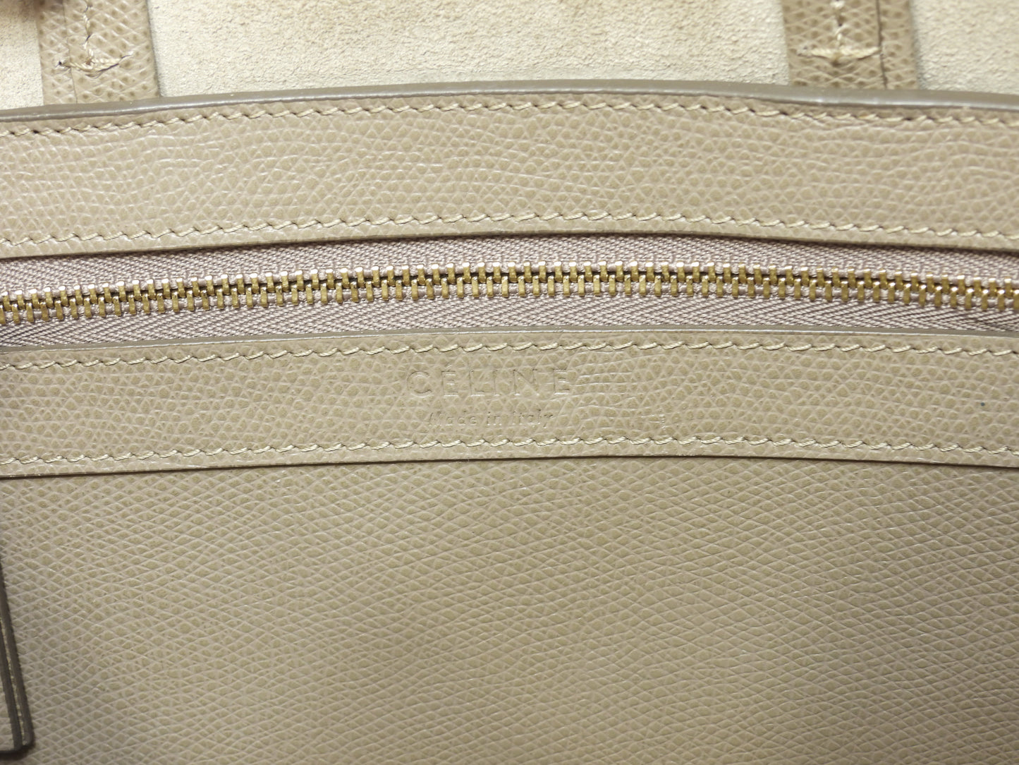 セリーヌ カバスモール ヴェルティカル レザー灰 ショルダーストラップ付ハンドバッグ ポシェット@F-CU-1118