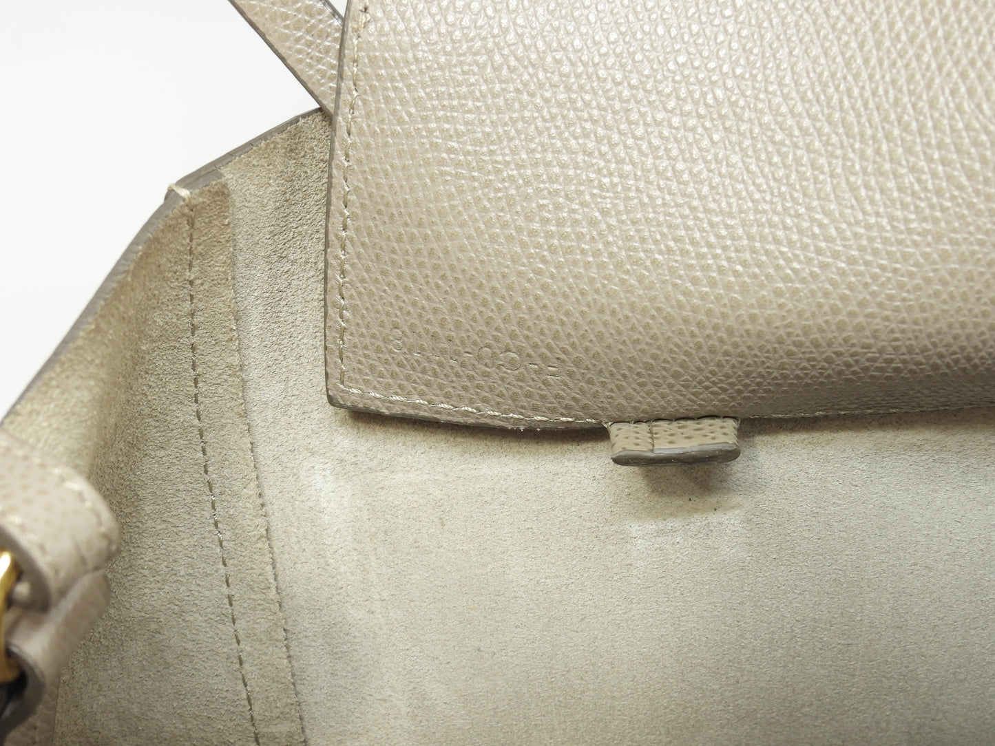 セリーヌ カバスモール ヴェルティカル レザー灰 ショルダーストラップ付ハンドバッグ ポシェット@F-CU-1118