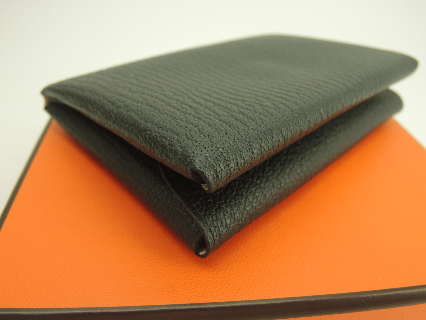 エルメス カルヴィデュオ ヴェルソ シェーブル濃灰ピンク ミニ財布 スモールウォレット 新品@W
