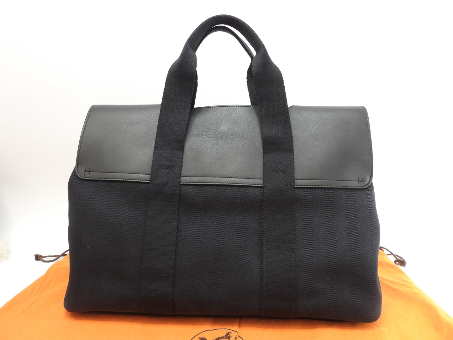 エルメス ヴァルパライソMM コットン/レザー 黒 ハンドバッグ トートバッグ 美品@ 64