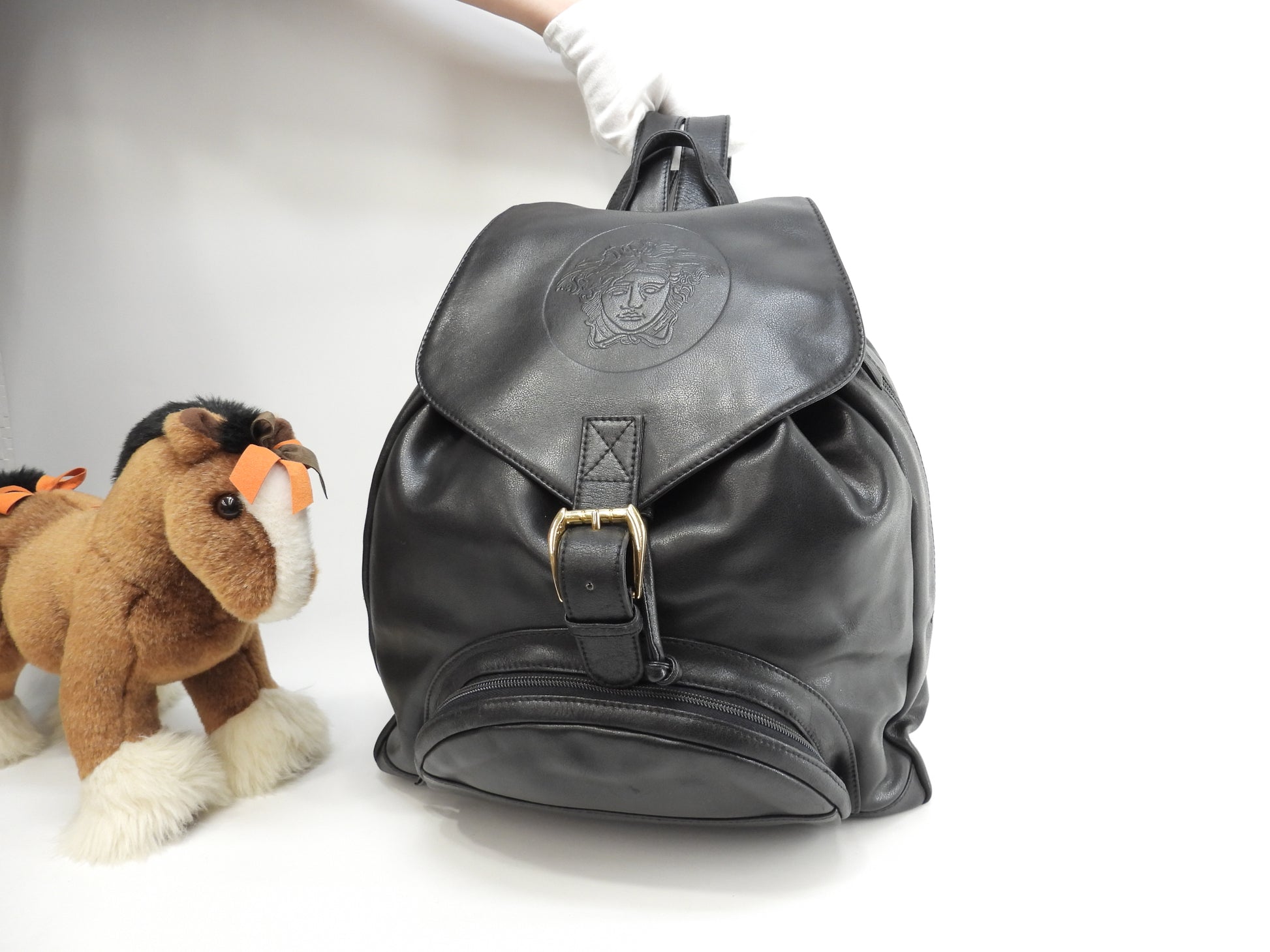 black versace mini backpack Versace Backpack Medusa Black Leather Rucksack Handbag @ 8 – haibanya.com