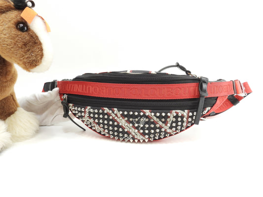 クリスチャンルブタン ボディバッグ Parisnyc レザー/ナイロン黒赤 極美品@ 7