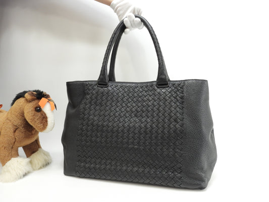 ボッテガヴェネタ トートバッグ イントレチャート レザー黒 メンズ ショルダーバッグ@B07611440M