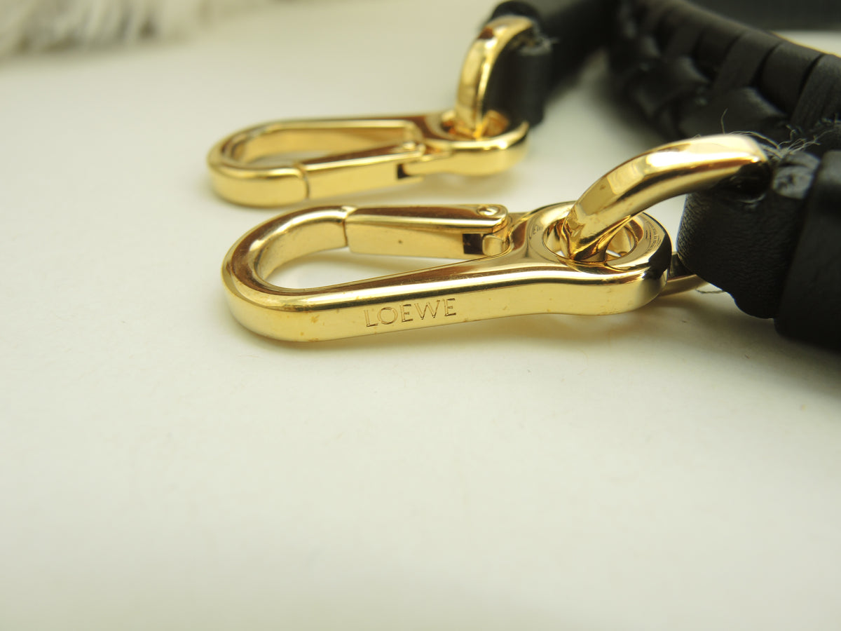 ロエベ ショルダーストラップ 巻 レザー黒 ゴールド金具 ロング 極美品@ 1