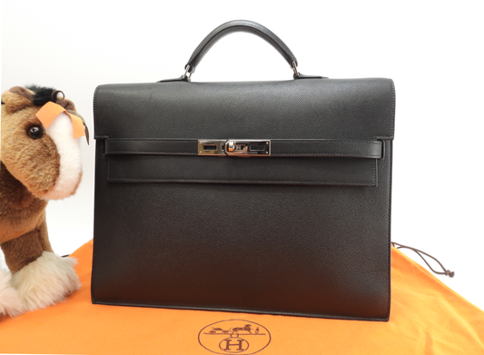 エルメス ケリーデペッシュ34 エプソン黒 シルバー金具 ブリーフケース@□I 2
