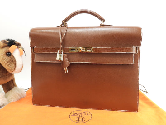 エルメス ケリーデペッシュ38 リセ/コニャック ゴールド金具 ブリーフケース@□F
