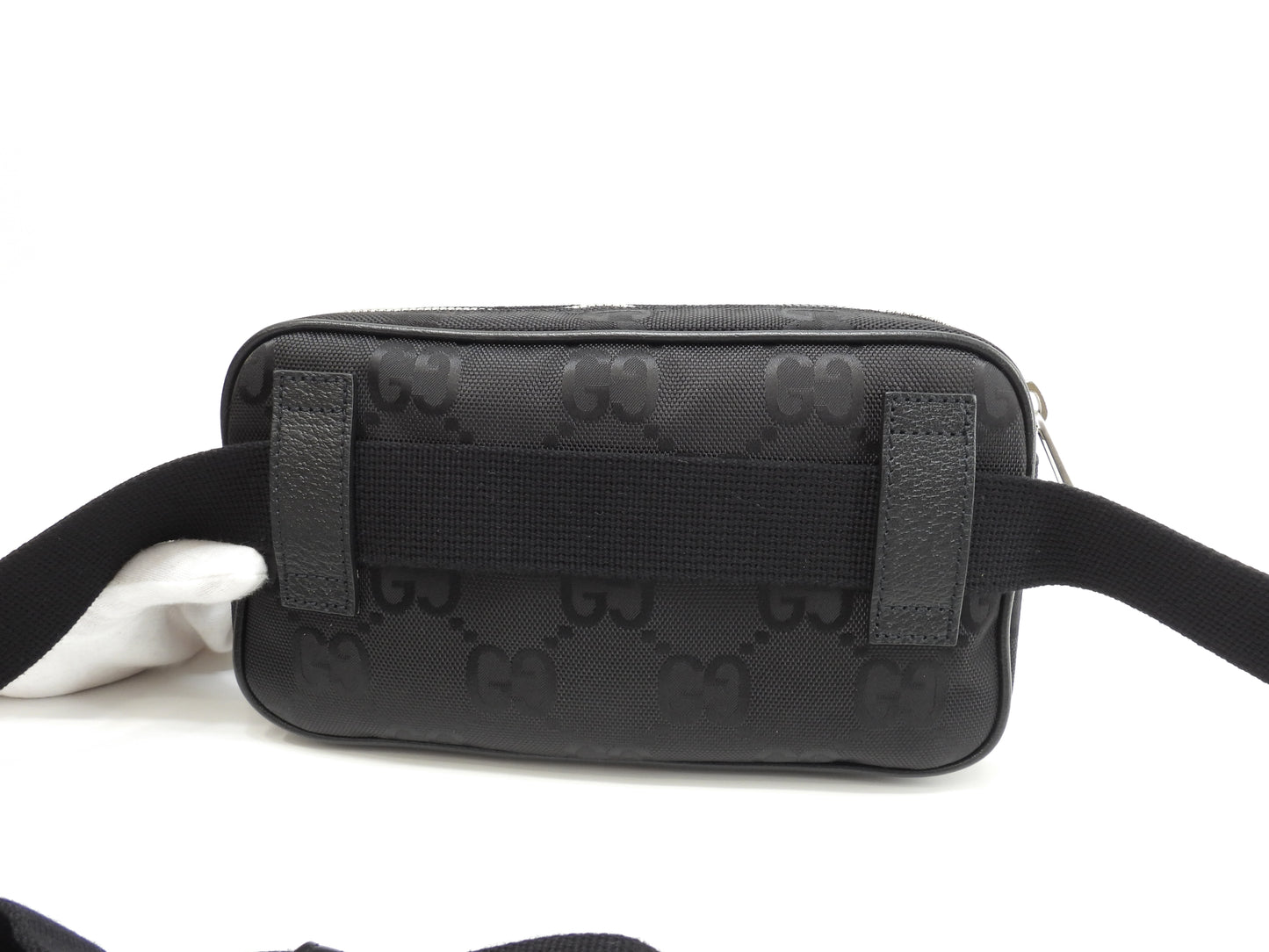 グッチ ベルトバッグ GG ナイロン革黒 ボディバッグ ウエストバッグ 新品同様@ 35