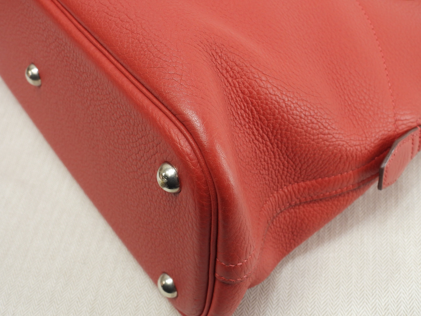 エルメス ボリード31 トゴ赤 シルバー金具 s付ハンドバッグ 極美品@□H