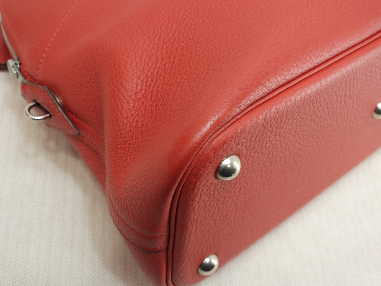エルメス ボリード31 トゴ赤 シルバー金具 s付ハンドバッグ 極美品@□H