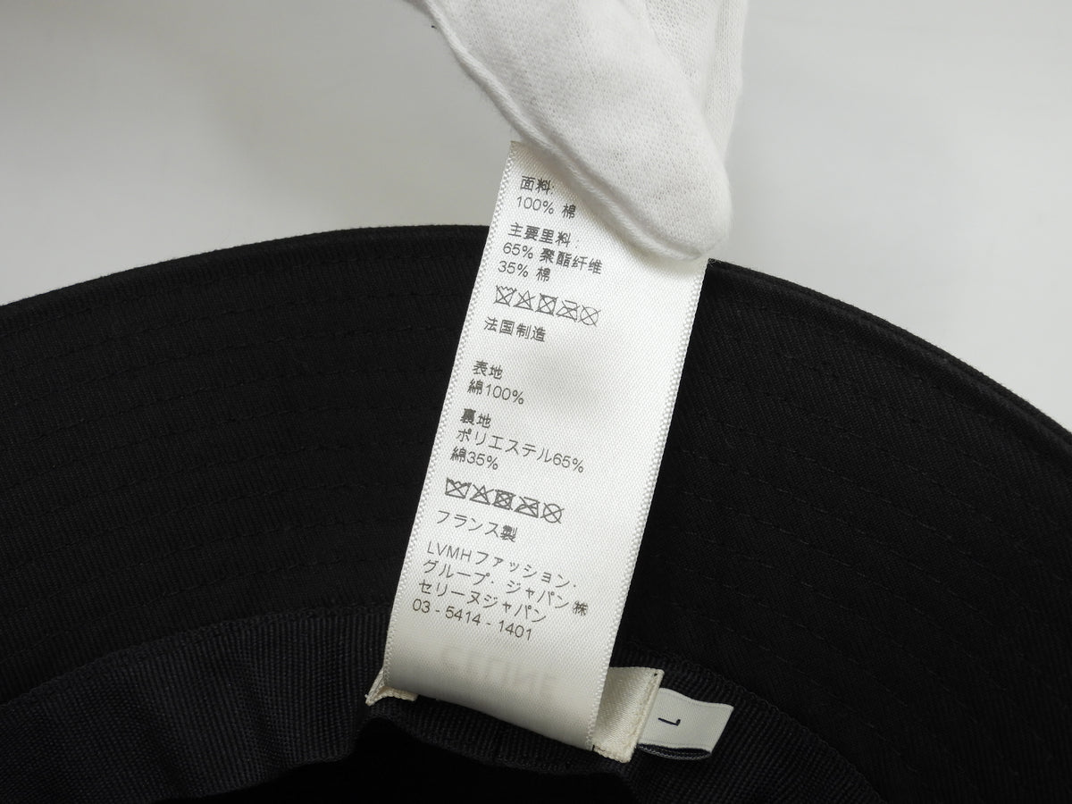 セリーヌ バゲットハット 白ロゴ コットン黒 帽子 新品同様@ 2
