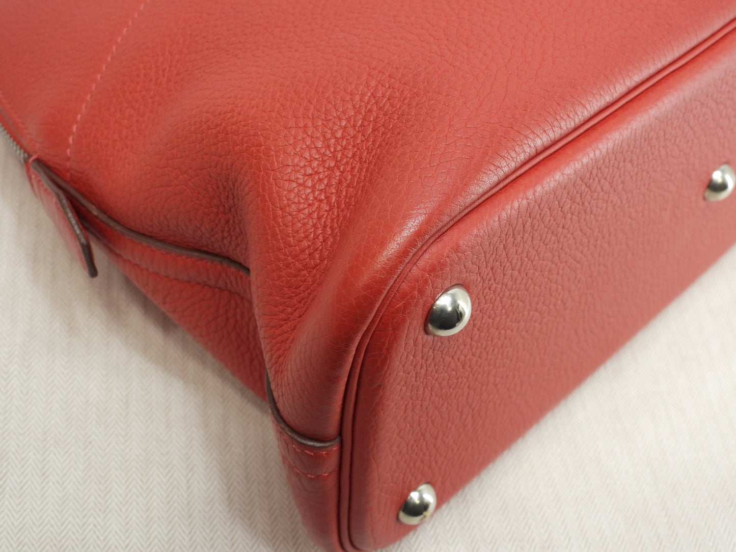 エルメス ボリード31 トゴ赤 シルバー金具 s付ハンドバッグ 極美品@□H