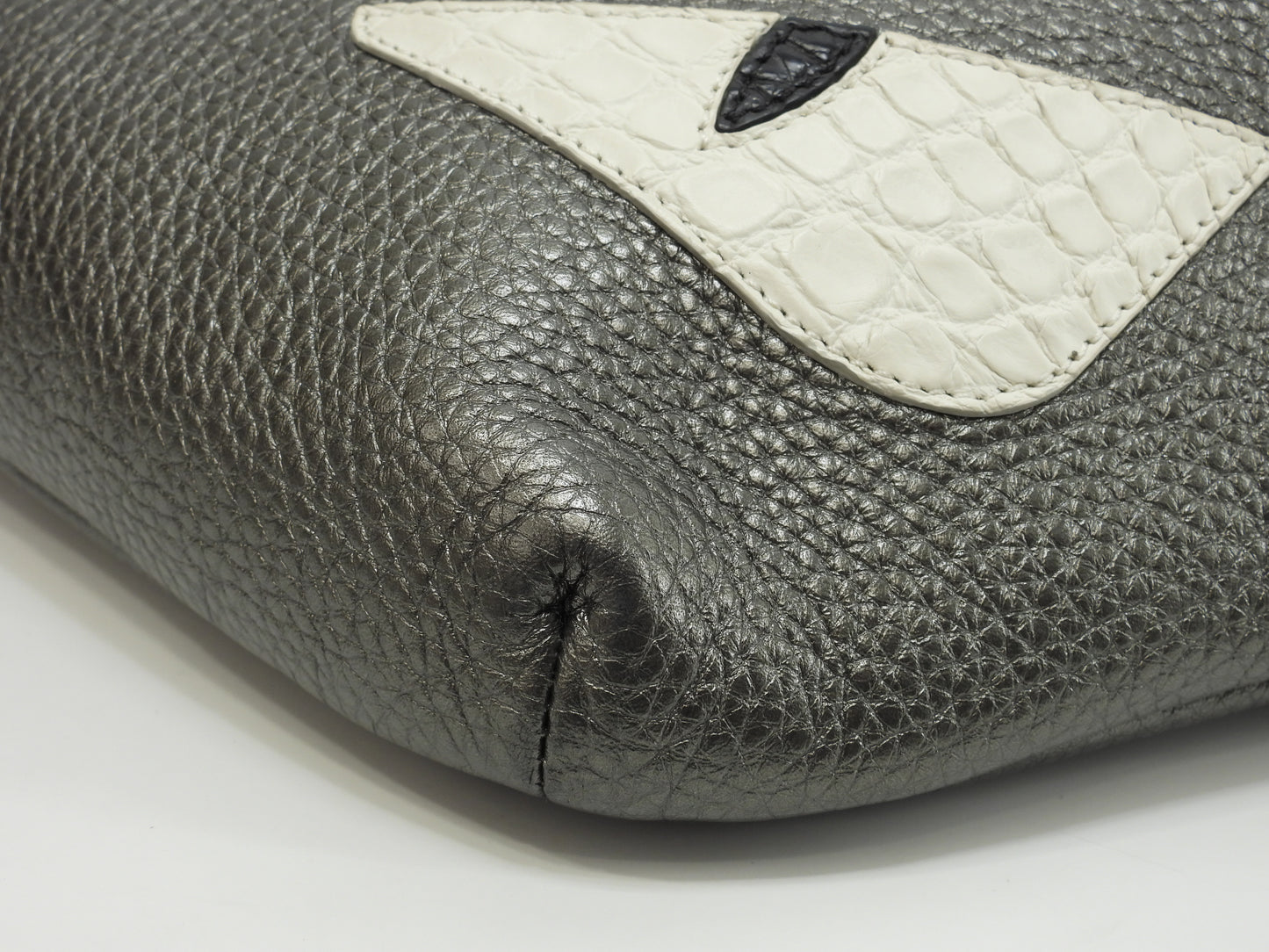 フェンディ ボディバッグ モンスター セレリアレザー灰/クロコ白 ベルトバッグ バムバッグ@ 67