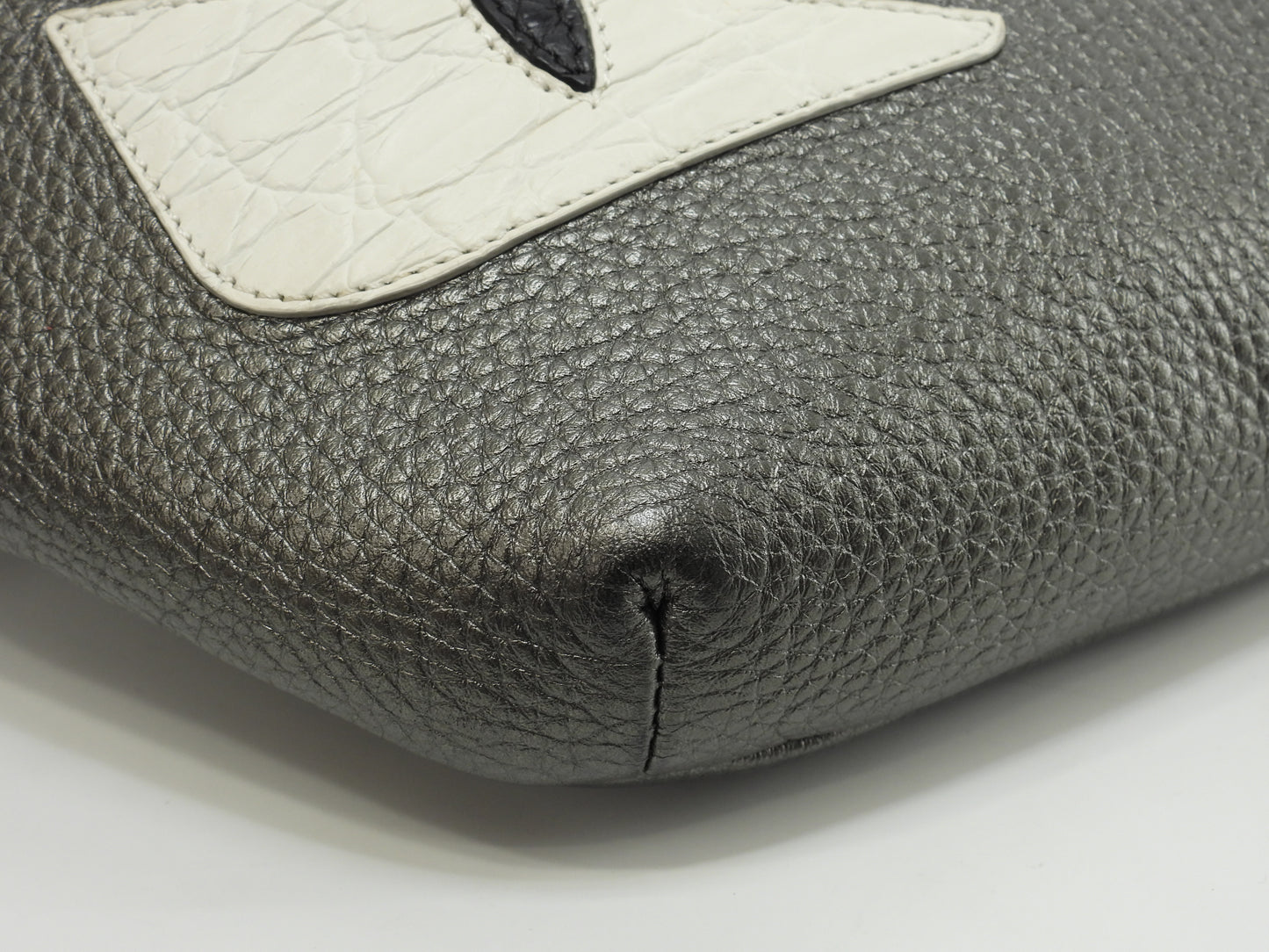 フェンディ ボディバッグ モンスター セレリアレザー灰/クロコ白 ベルトバッグ バムバッグ@ 67