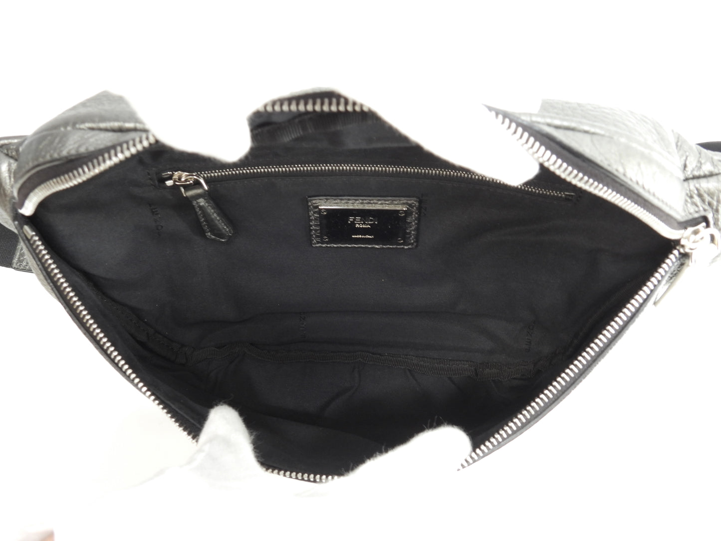 フェンディ ボディバッグ モンスター セレリアレザー灰/クロコ白 ベルトバッグ バムバッグ@ 67