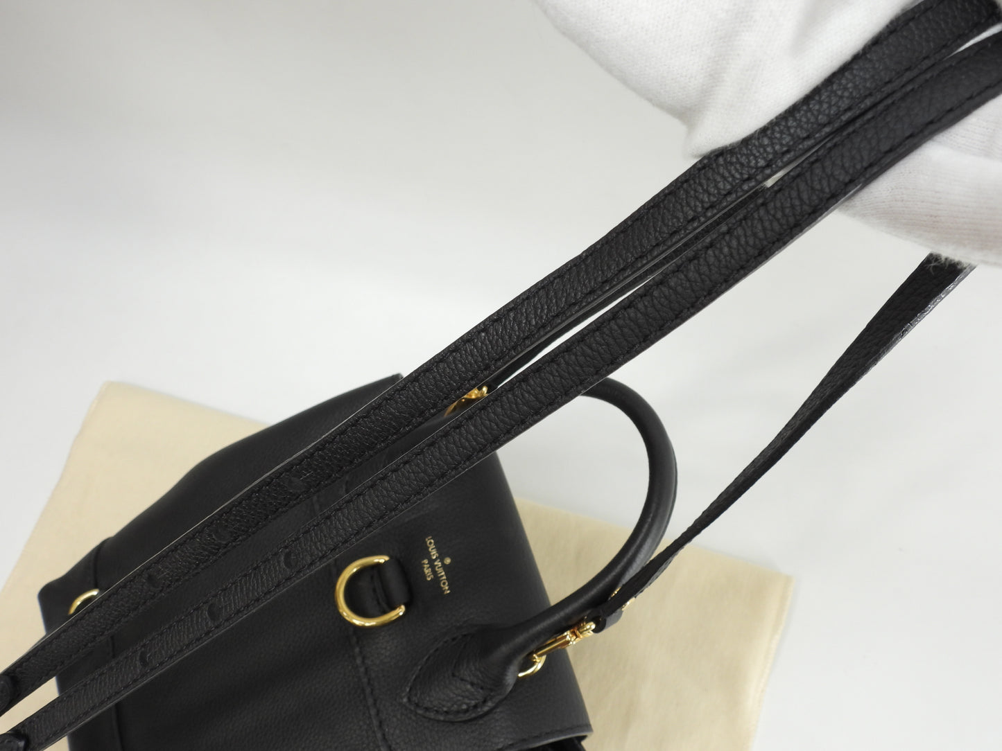 ルイヴィトン ロックミーミニ M54573 フルレザー黒 ポシェット バックパック 極美品@DU0168 2